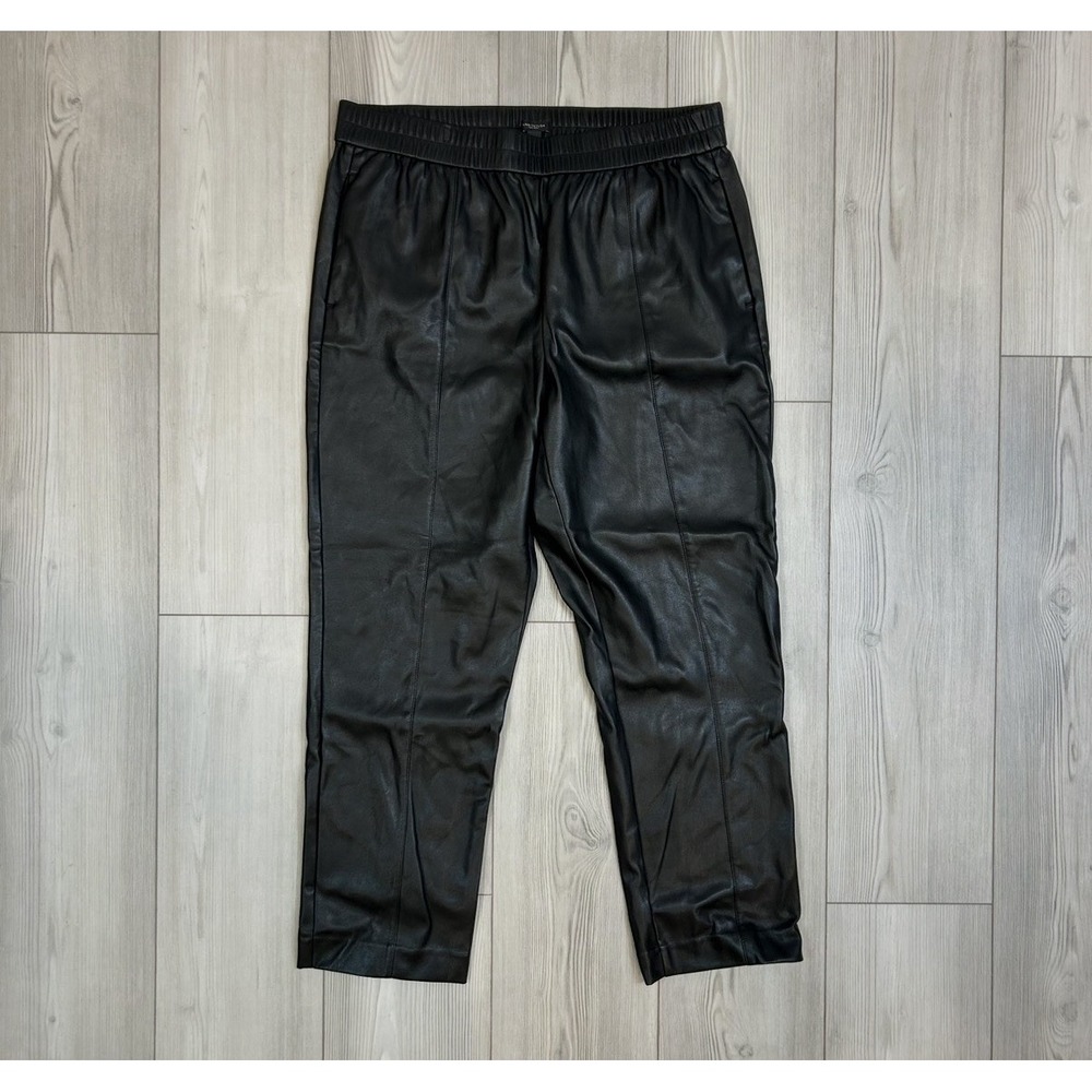 NWT Ann Taylor Size Large Faux Leather Pull On Tapered Leg Pants 27" Inseam